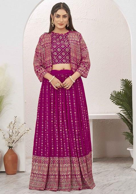 Pink Emboridered Blended Lehenga Choli