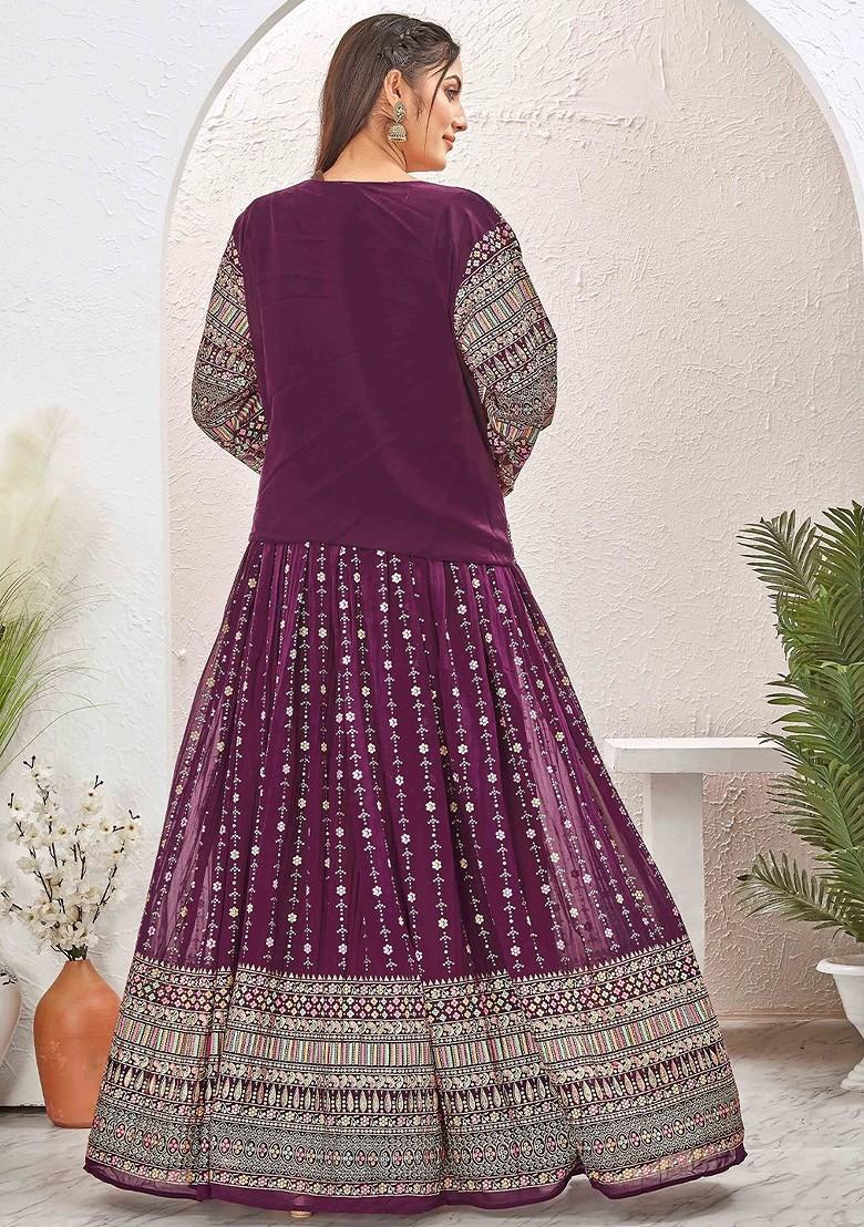 Burgundy Emboridered Blended Lehenga Choli