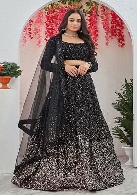Black Emboridered Blended Lehenga Choli
