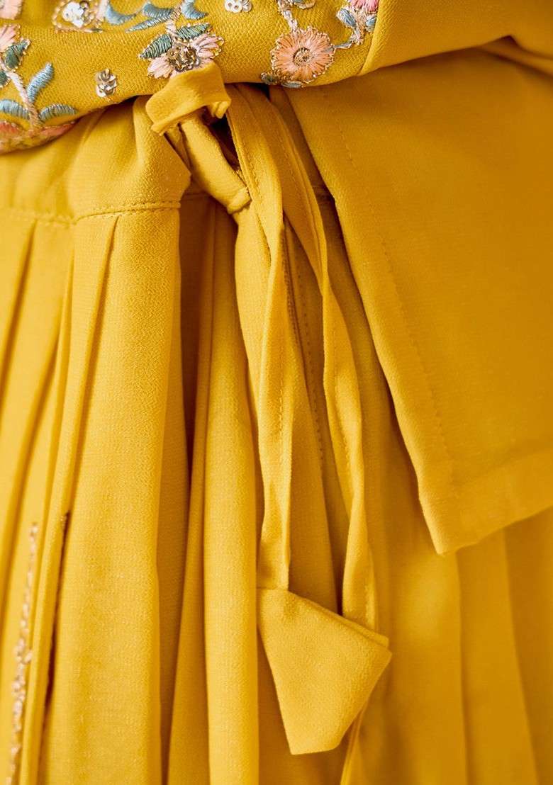 Yellow Emboridered Blended Lehenga Choli for Diwali and Festive Wear - Indya
