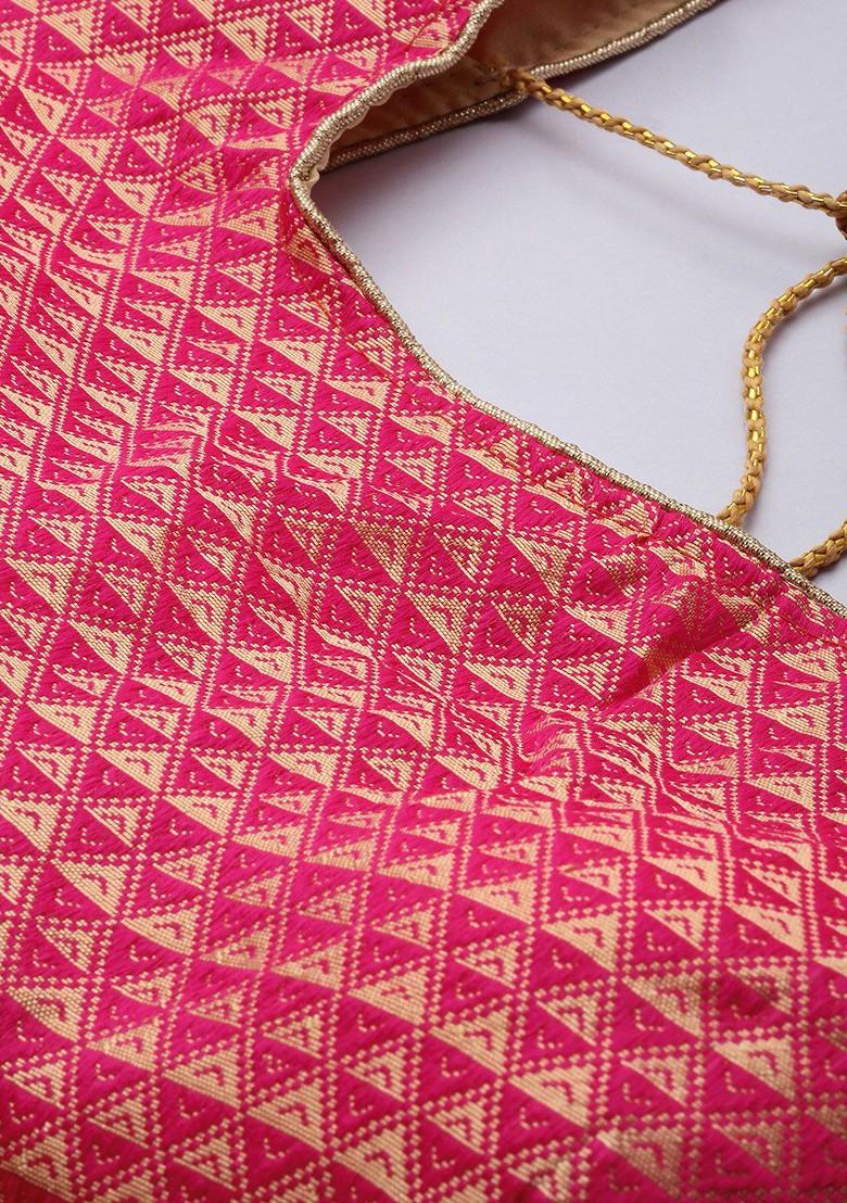 Navy Blue Woven Design Blended Lehenga Choli - Indya