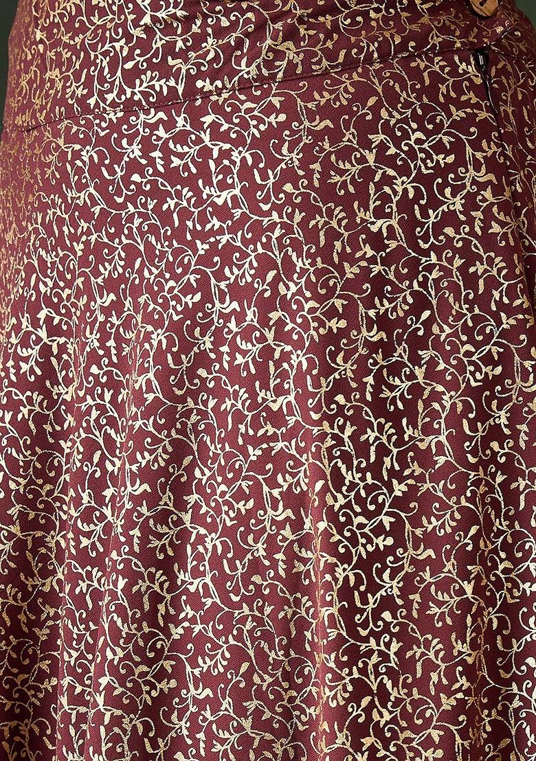 Burgundy Embellished Blended Lehenga Choli