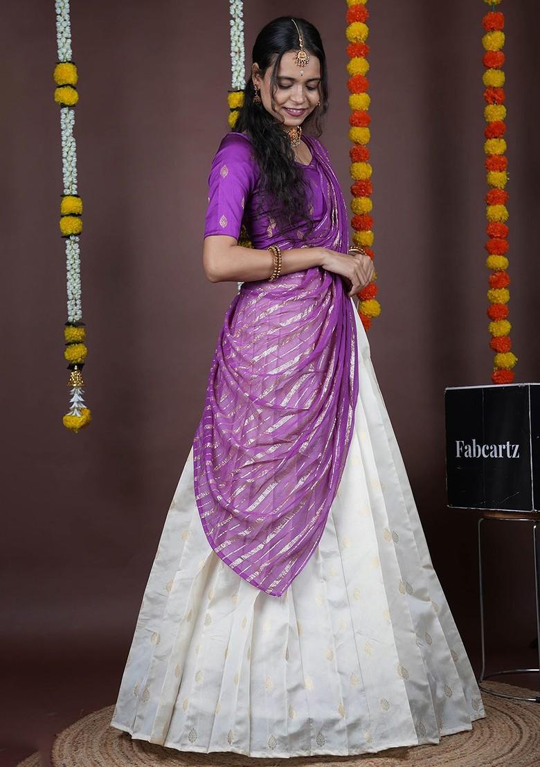 Violet Emboridered Blended Lehenga Choli - Indya