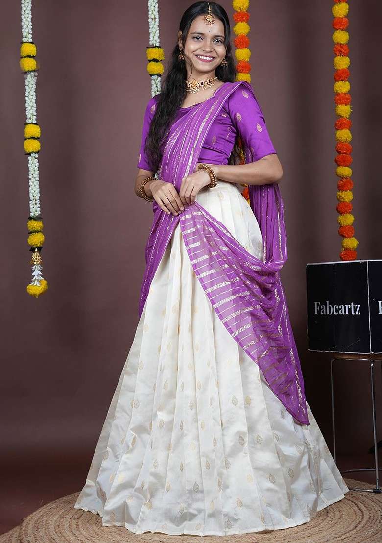 Violet Emboridered Blended Lehenga Choli - Indya