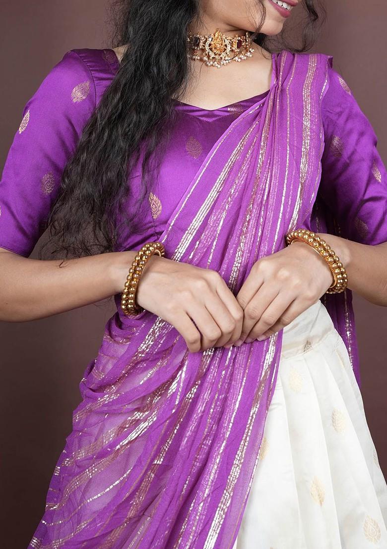 Violet Emboridered Blended Lehenga Choli - Indya
