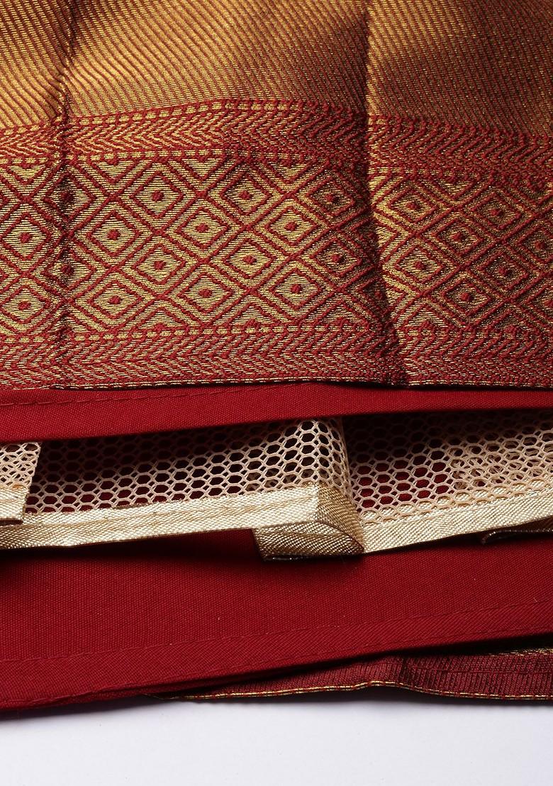 Maroon Woven Design Blended Lehenga Choli - Indya