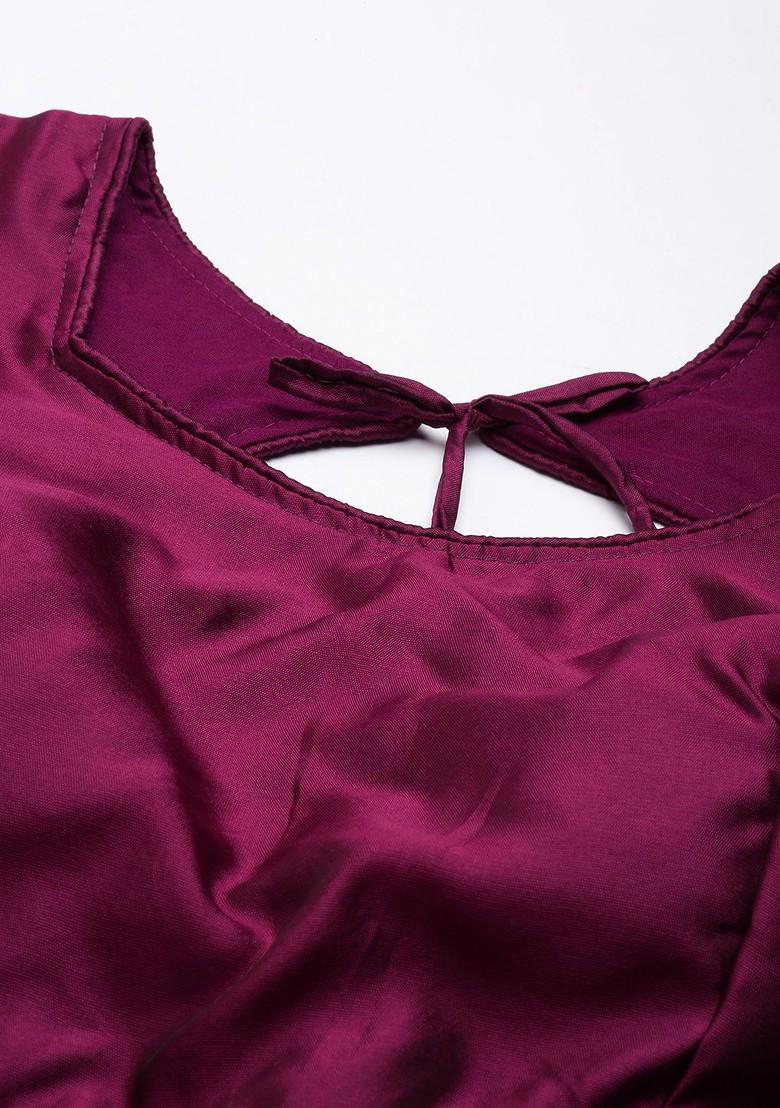 Purple Woven Design Blended Lehenga Choli - Indya