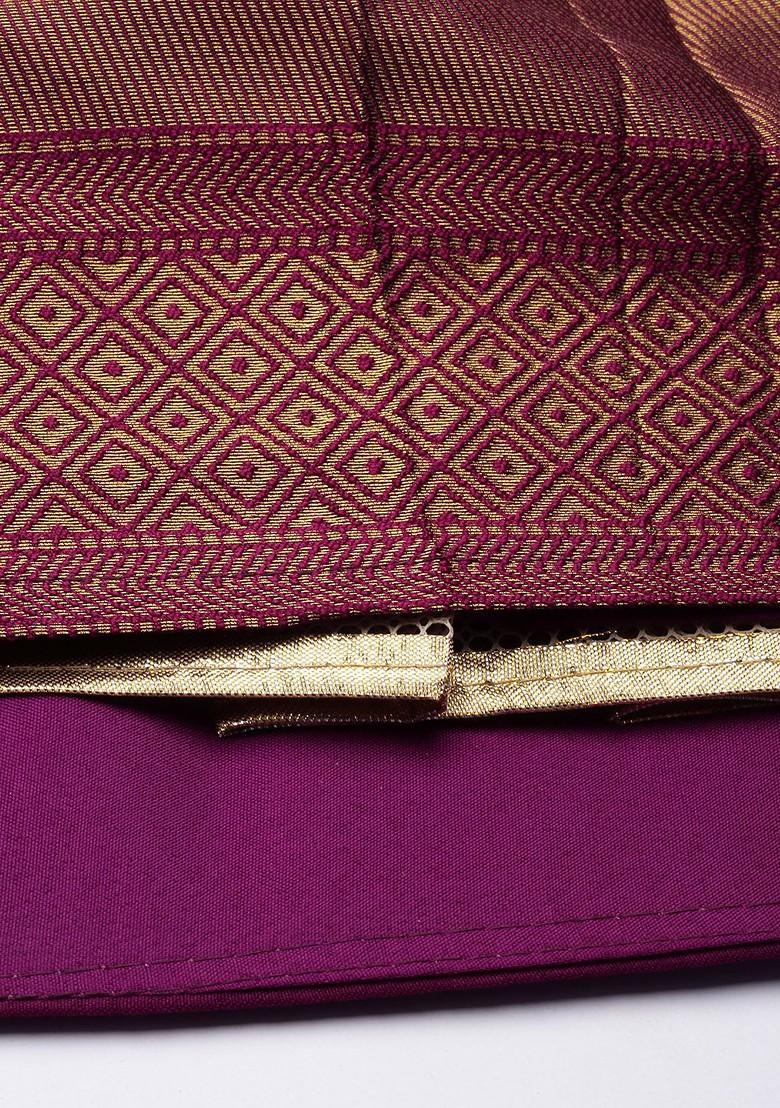 Purple Woven Design Blended Lehenga Choli - Indya