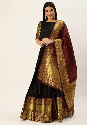 Black Zari Work Blended Lehenga Choli