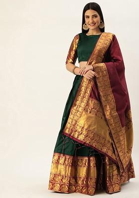 Green Zari Work Blended Lehenga Choli
