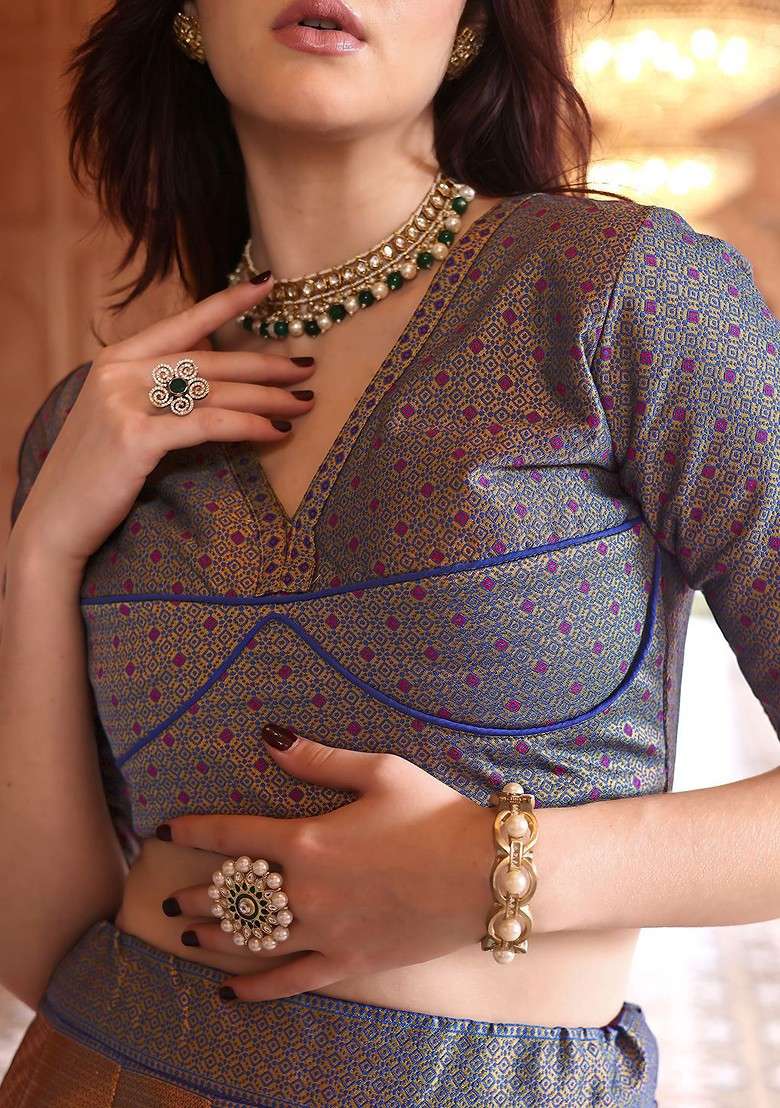 Olive Emboridered Blended Lehenga Choli - Indya