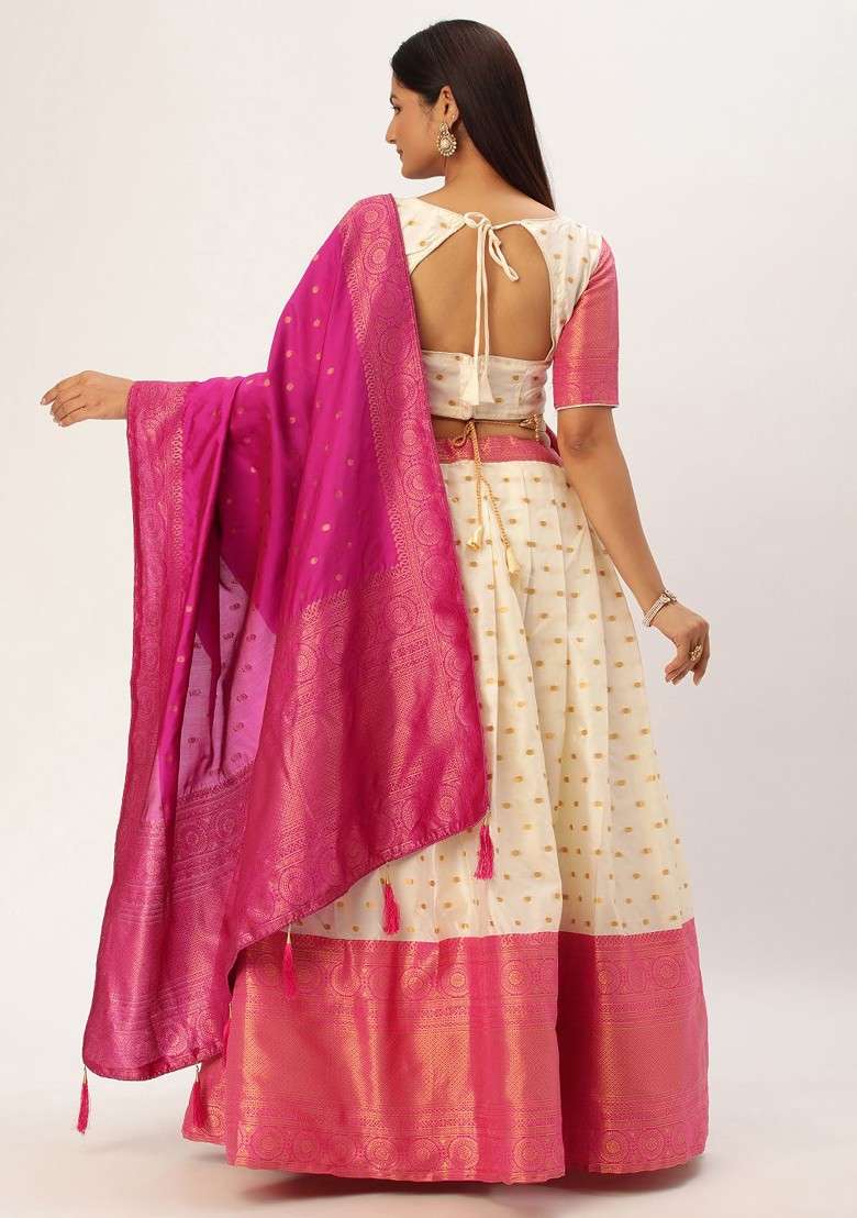 Pink Zari Work Blended Lehenga Choli - Indya