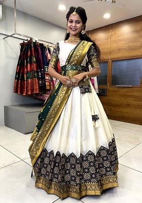 White Woven Design Blended Lehenga Choli