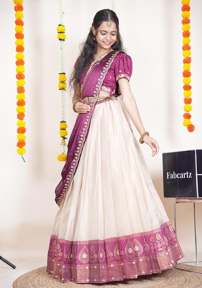 Purple Emboridered Blended Lehenga Choli - Indya