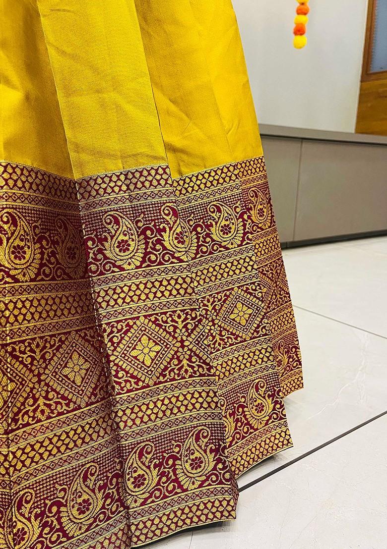 Yellow Woven Design Blended Lehenga Choli - Indya