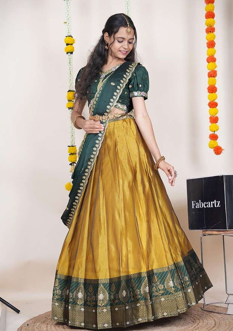 Yellow Emboridered Blended Lehenga Choli - Indya