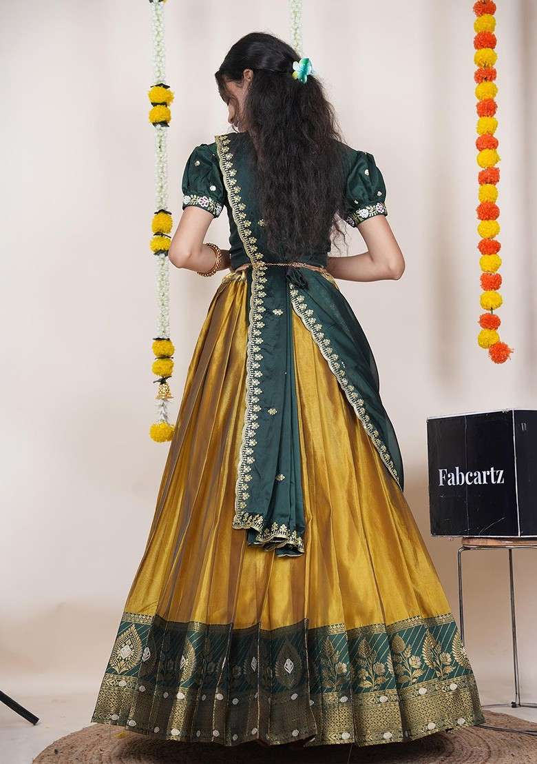 Yellow Emboridered Blended Lehenga Choli - Indya
