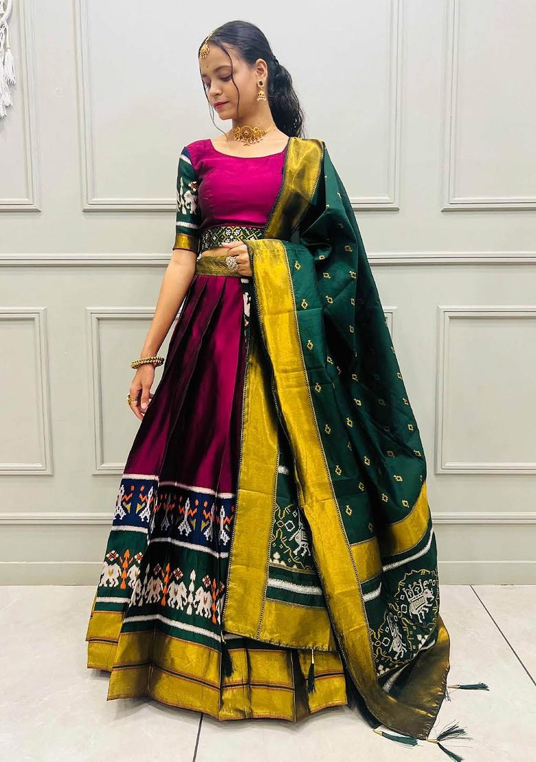 Purple Woven Design Blended Lehenga Choli - Indya