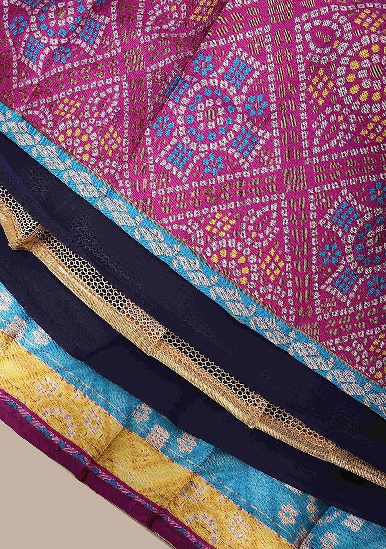 Navy Blue Emboridered Blended Lehenga Choli - Indya