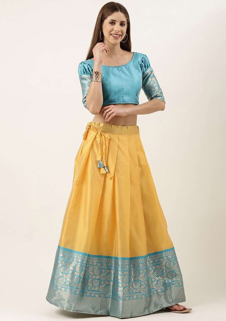 Yellow Emboridered Blended Lehenga Choli - Indya