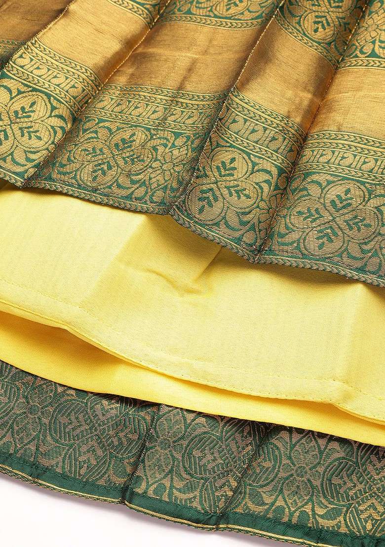 Yellow Sequinned Blended Lehenga Choli - Indya