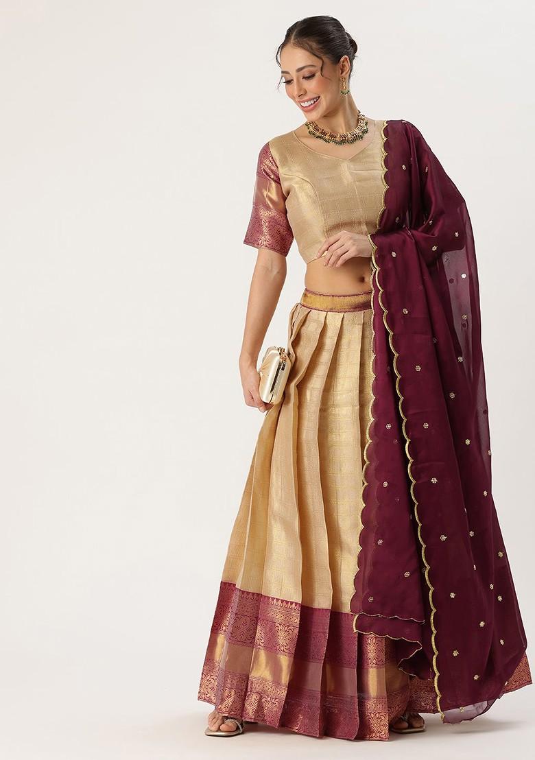 Purple Sequinned Blended Lehenga Choli - Indya