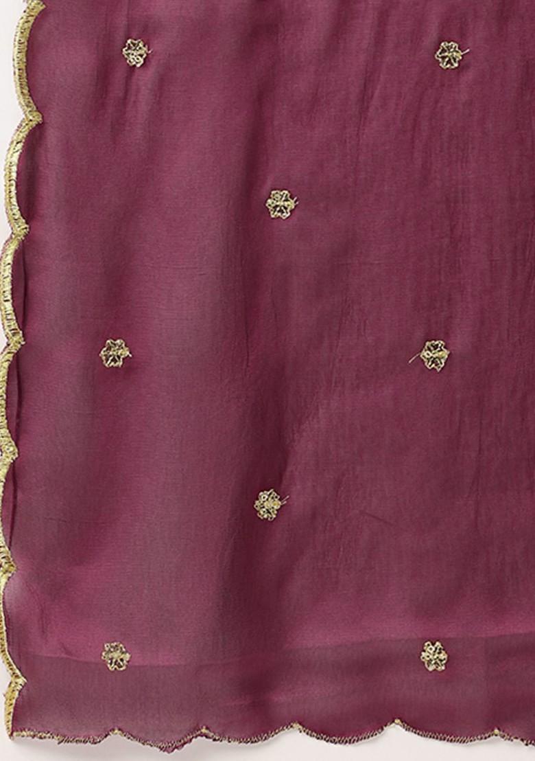 Purple Sequinned Blended Lehenga Choli - Indya