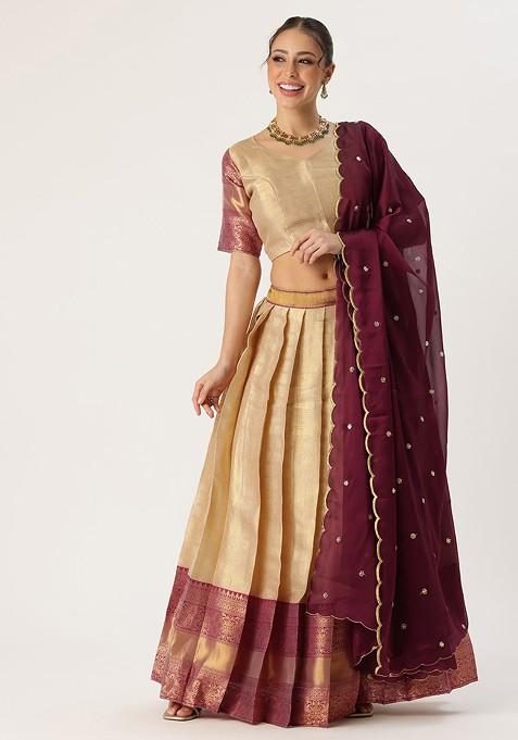 Purple Sequinned Blended Lehenga Choli — view on Indya