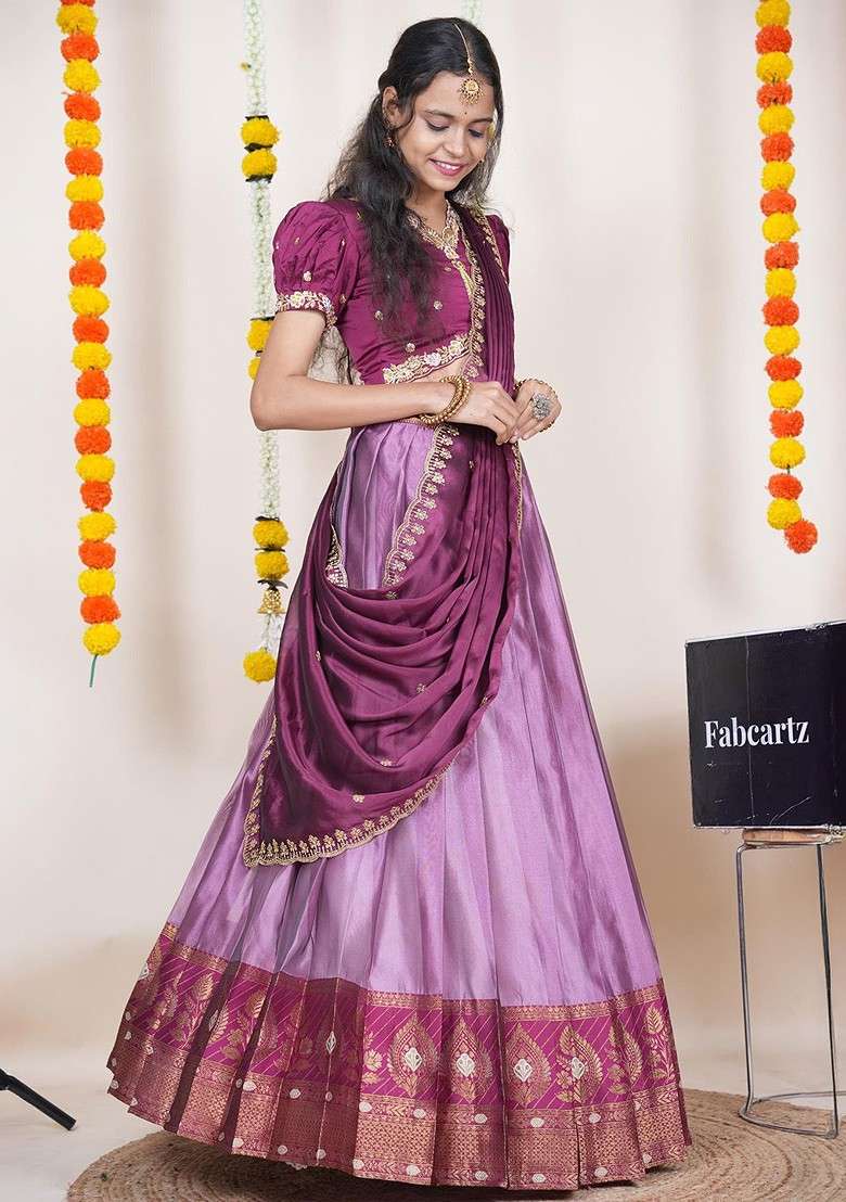 Pink Emboridered Blended Lehenga Choli - Indya