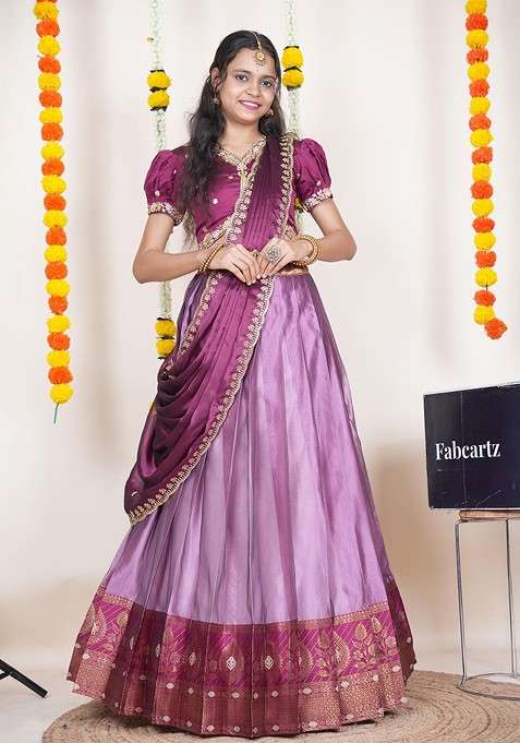 Pink Emboridered Blended Lehenga Choli