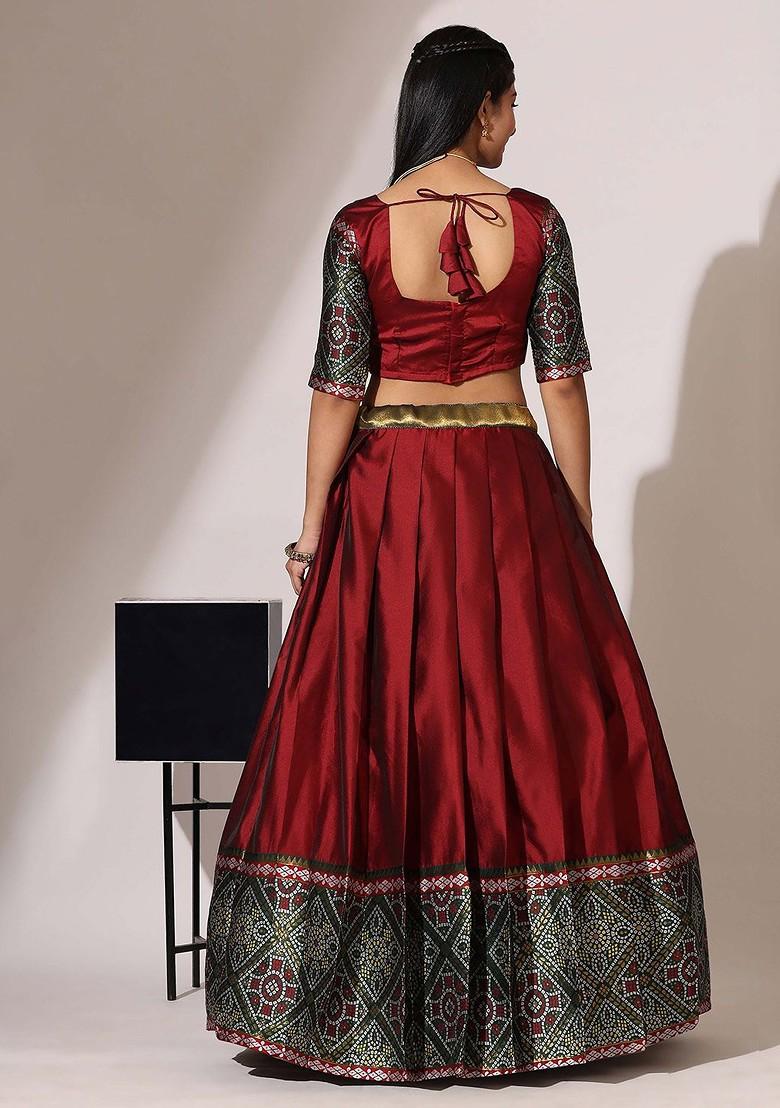 Maroon Emboridered Blended Lehenga Choli - Indya