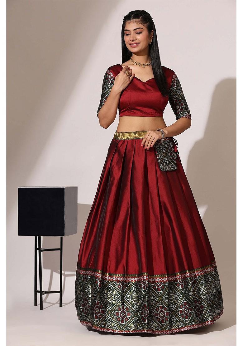Maroon Emboridered Blended Lehenga Choli - Indya