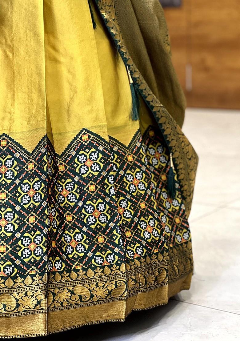 Yellow Woven Design Blended Lehenga Choli - Indya