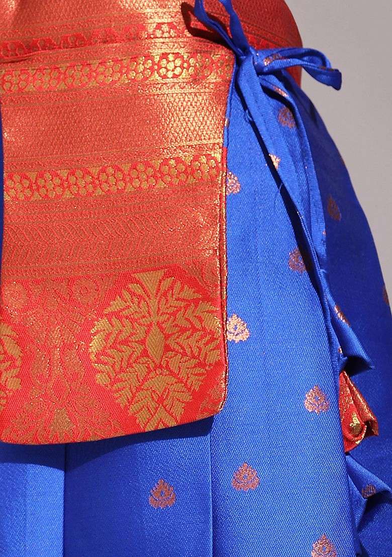 Blue Woven Design Blended Lehenga Choli - Indya