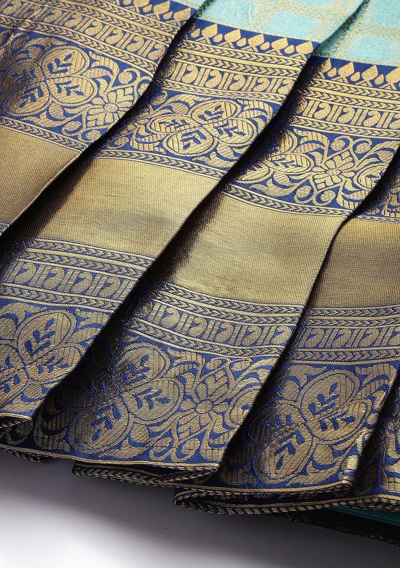 Turquoise Blue Emboridered Blended Lehenga Choli - Indya