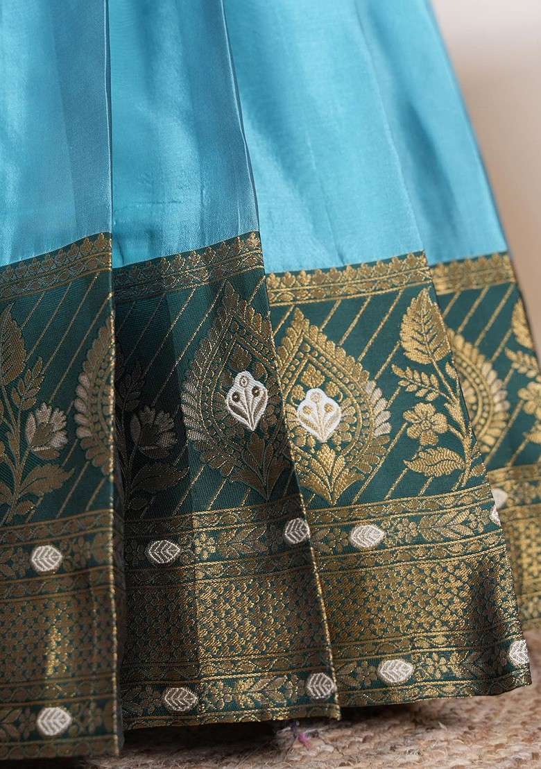 Blue Emboridered Blended Lehenga Choli - Indya