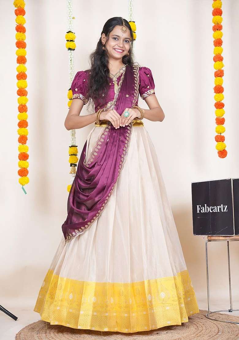 Purple Emboridered Blended Lehenga Choli - Indya