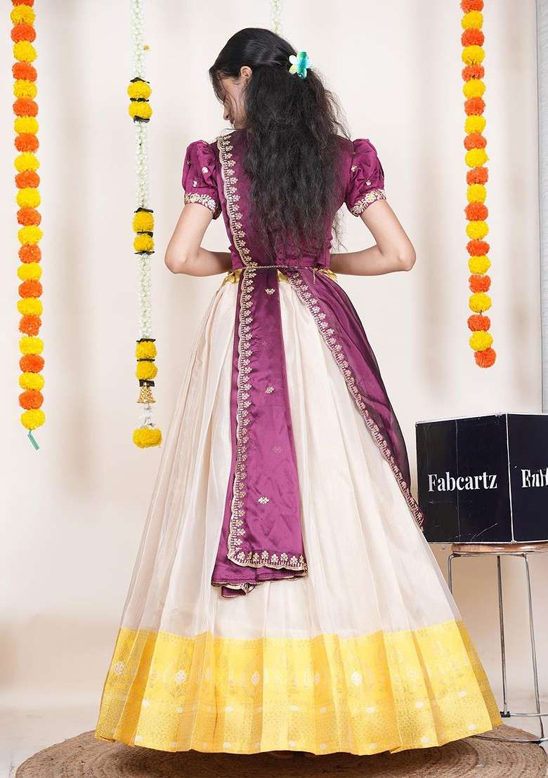 Purple Emboridered Blended Lehenga Choli - Indya