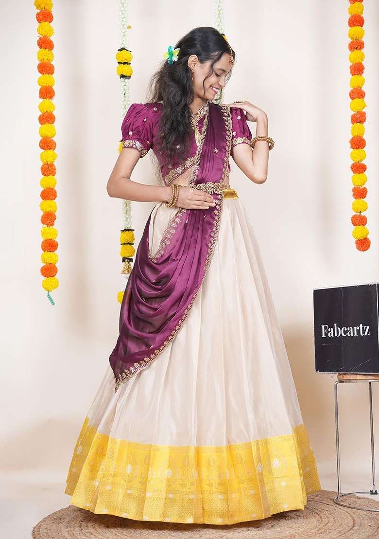 Purple Emboridered Blended Lehenga Choli - Indya