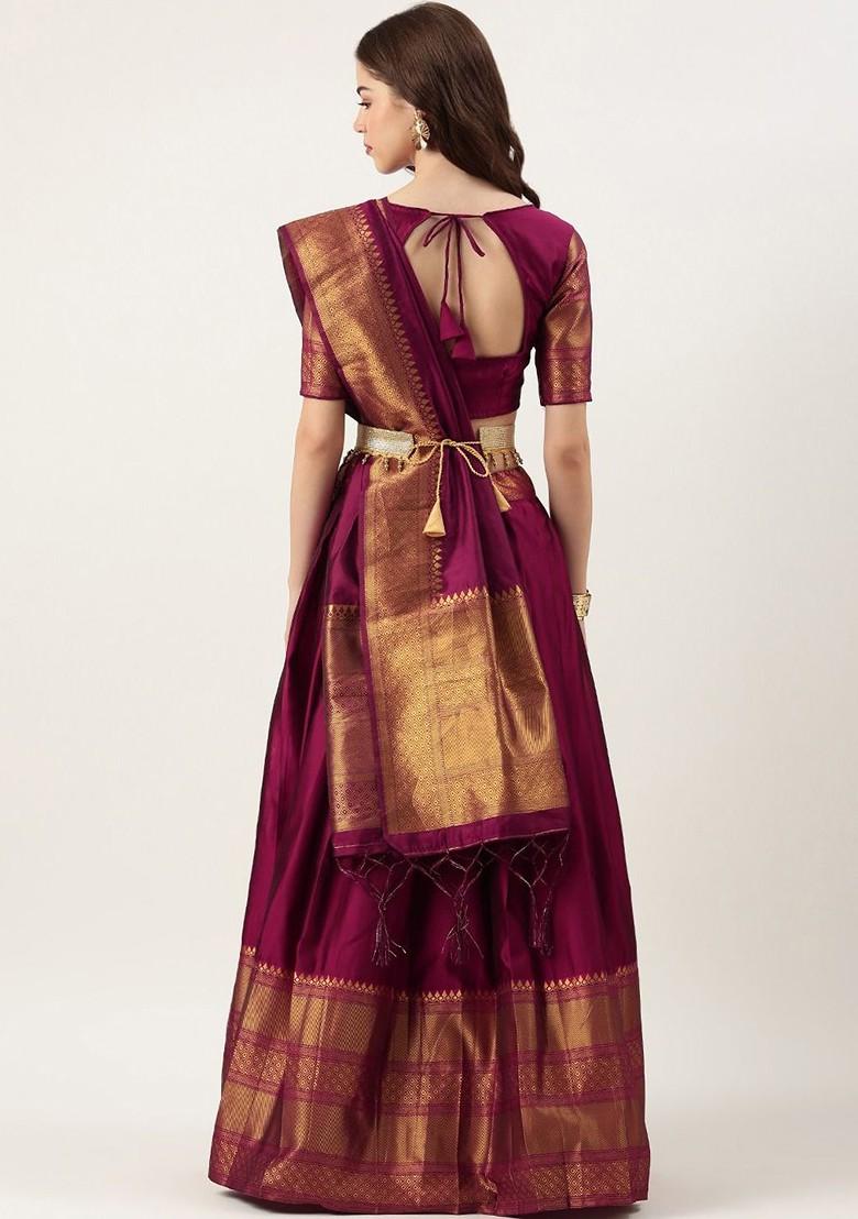 Maroon Zari Work Blended Lehenga Choli - Indya