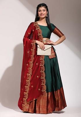 Green Zari Work Blended Lehenga Choli