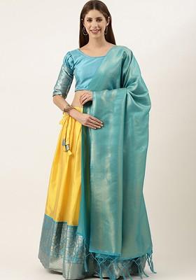 Yellow Emboridered Blended Lehenga Choli