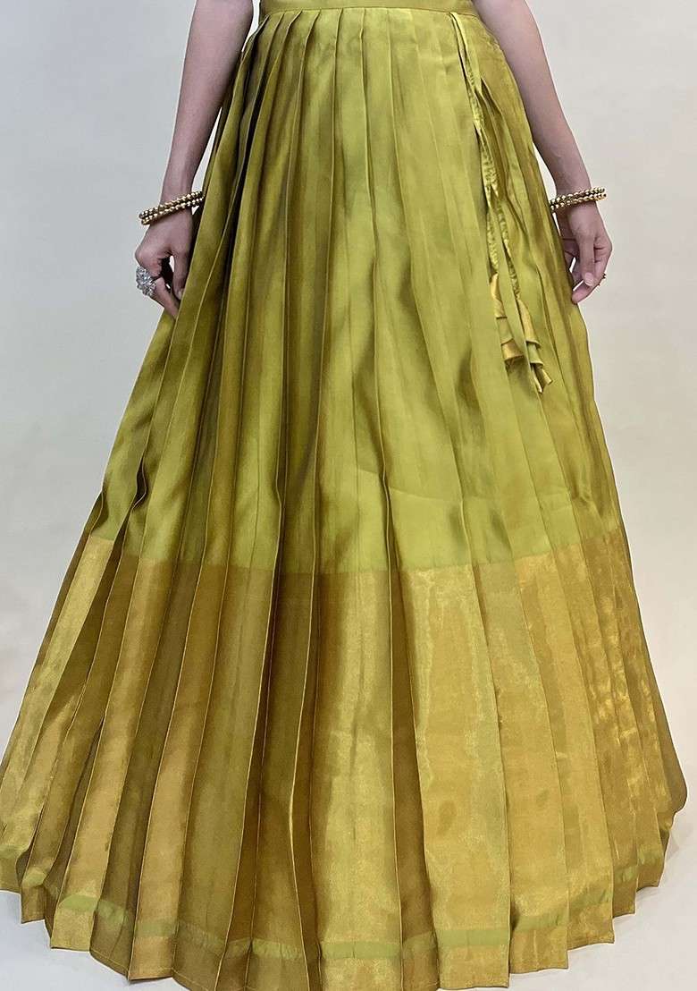 Yellow Woven Design Blended Lehenga Choli - Indya