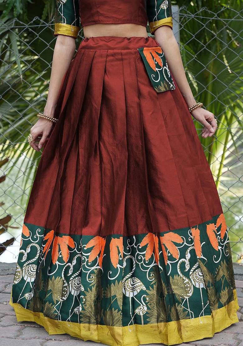 Maroon Woven Design Blended Lehenga Choli - Indya