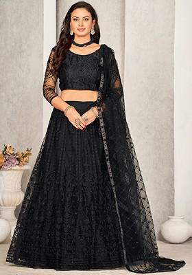Black Emboridered Blended Lehenga Choli