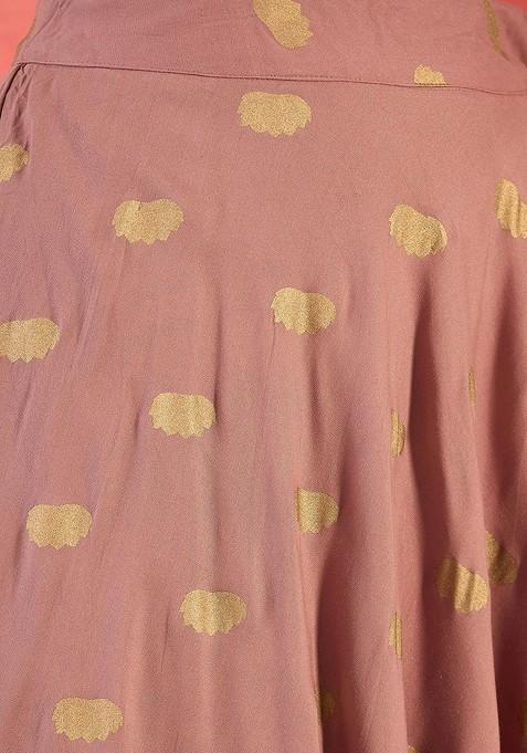 Mauve Printed Blended Lehenga Choli