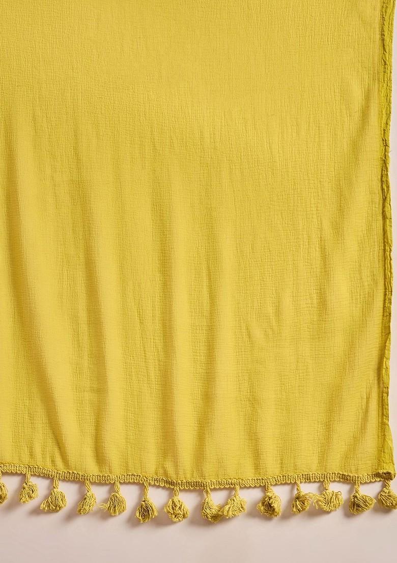 Mustard Printed Blended Lehenga Choli - Indya