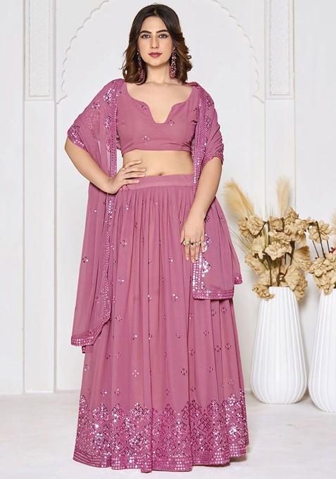 Pink Emboridered Blended Lehenga Choli — view on Indya
