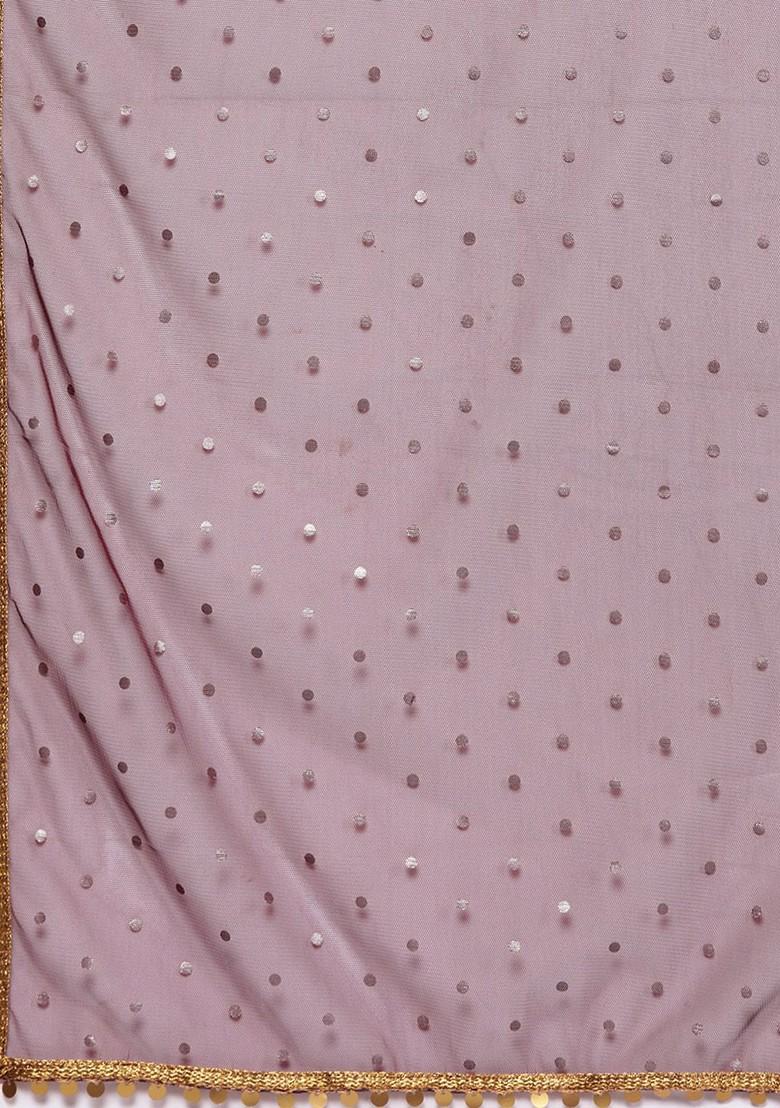 Purple Printed Blended Lehenga Choli