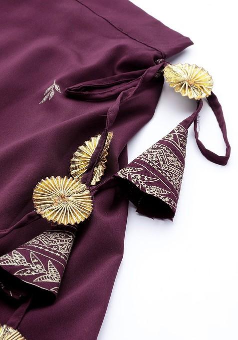 Purple Printed Blended Lehenga Choli